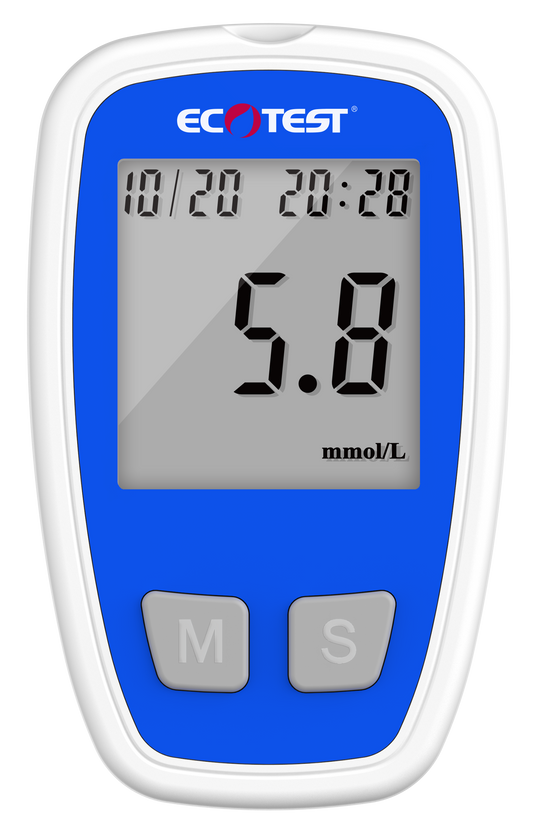 Ecotest blauwe bloedsuikermeter voor betrouwbare en nauwkeurige bloedsuikermetingen thuis
