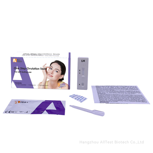 Inhoud van de LH Ovulatie Test: teststrips, gebruiksaanwijzing en hygiënisch verpakte accessoires voor thuistesten.