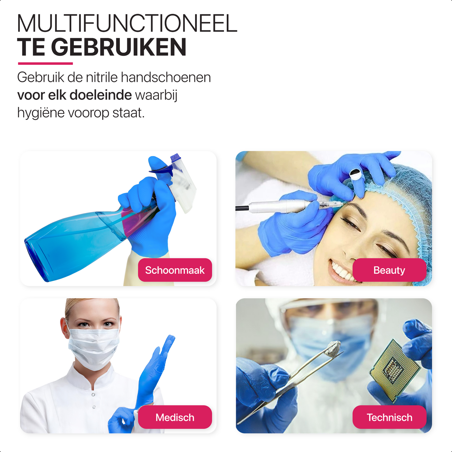 Multifunctionele nitrile handschoenen, bieden efficiënte bescherming, scheuren minder snel, latexvrij en geschikt voor verschillende toepassingen.