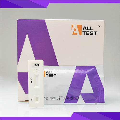 Verpakking van de FSH test kit voor het meten van de follikelstimulerend hormoon niveaus, ideaal voor het thuis testen van vruchtbaarheid.