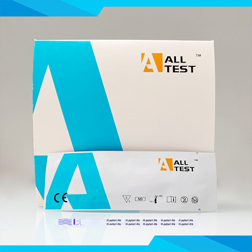 Verpakking van de H. pylori test kit voor het snel en betrouwbaar testen op Helicobacter pylori bacterie thuis.